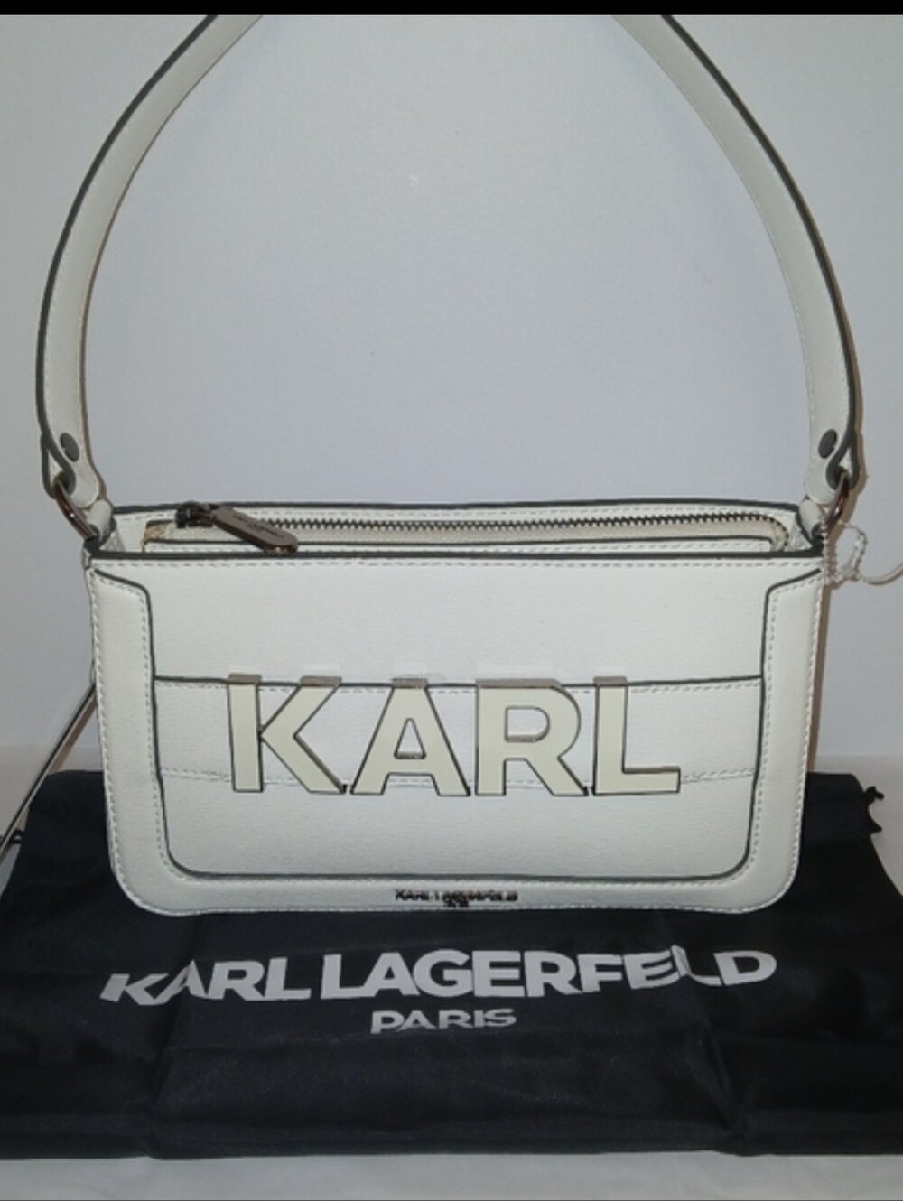 Leather Karl Lagerfeld Noveau Minimalist Block Letter Bag w/dustbag - Picture 4 of 16